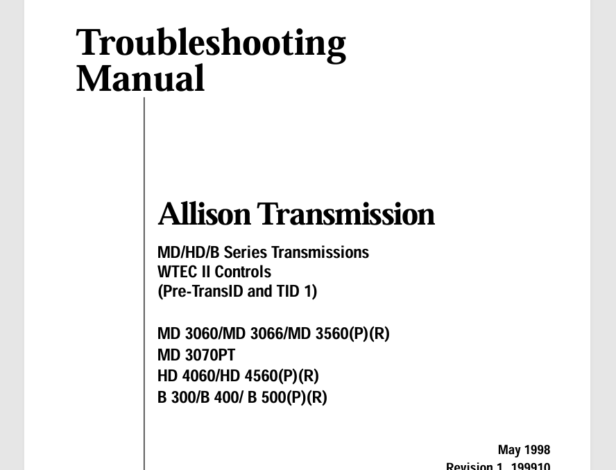 Allison WTEC II Service Manual PDF
