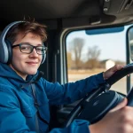 Andrea, youngest driver in Spain, drives a Disfrimur truck